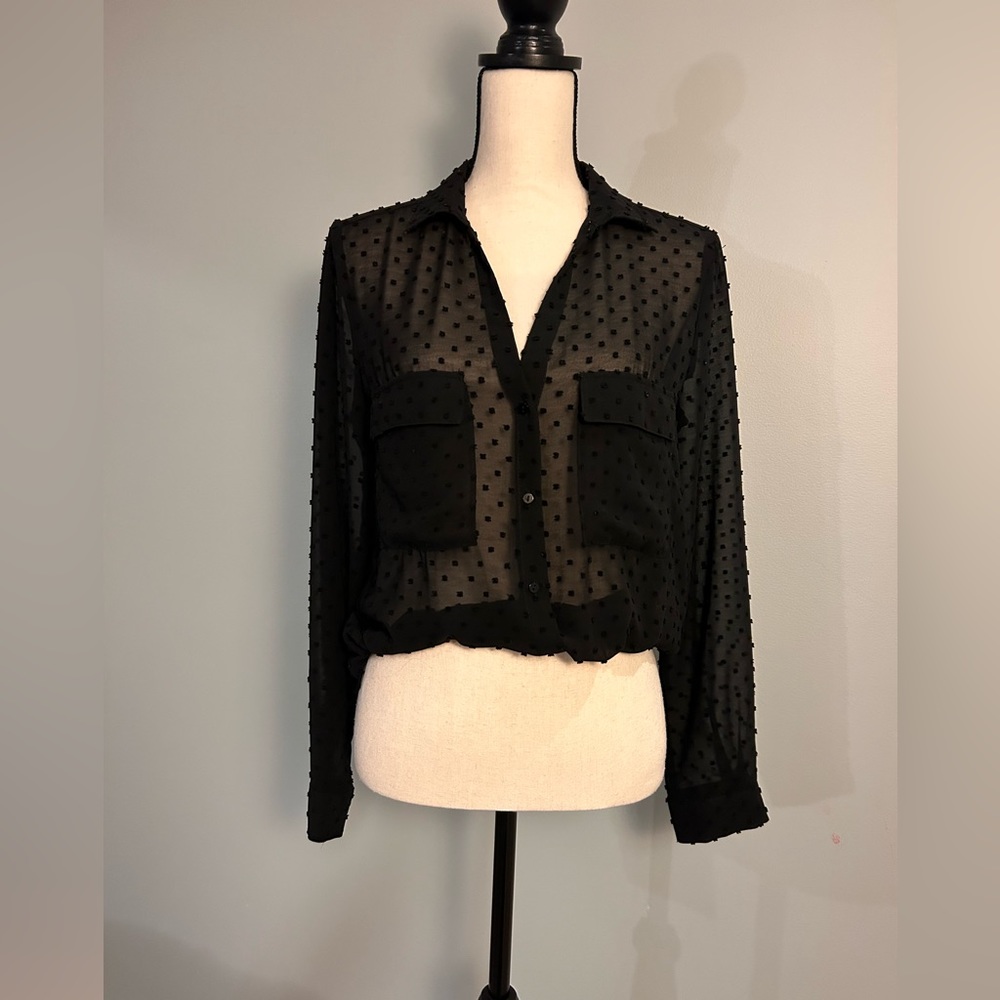 Sheer black Zara button up